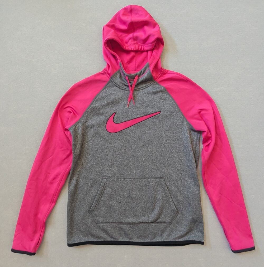Nike Therma-FIT Women’s M Gray Pink All-Time Swoosh Graphic Hoodie